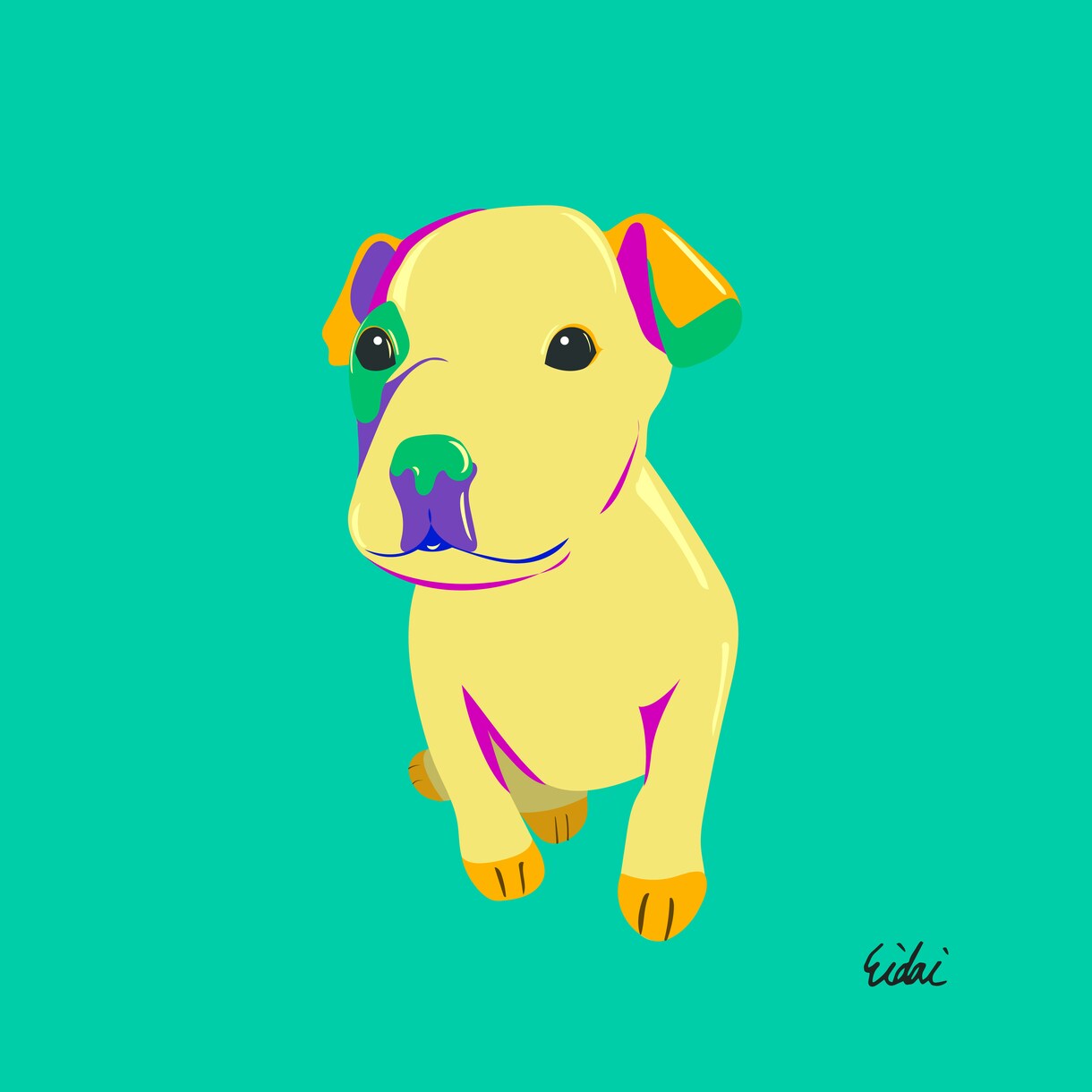 色鮮やかペット似顔絵、贈り物や待受画像にします 大切な愛犬が輝くようにイラスト制作(プレゼント・遺影にも) イメージ5