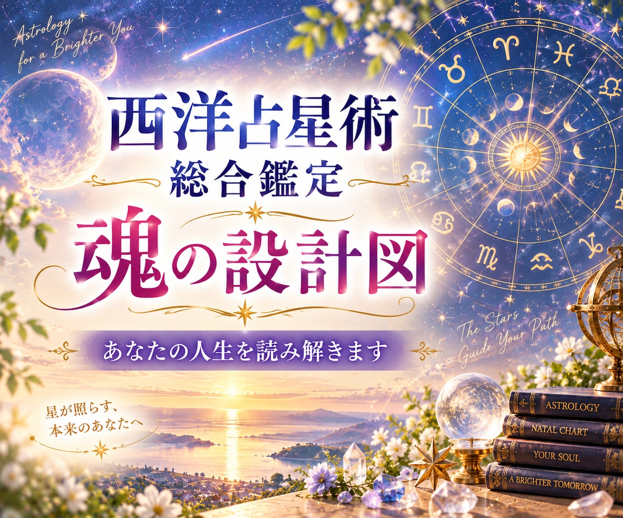 西洋占星術鑑定★あなたの魂の設計図を読み解きます 総合鑑定✨人生のテーマ・才能・使命・仕事・対人・恋愛・結婚 イメージ1