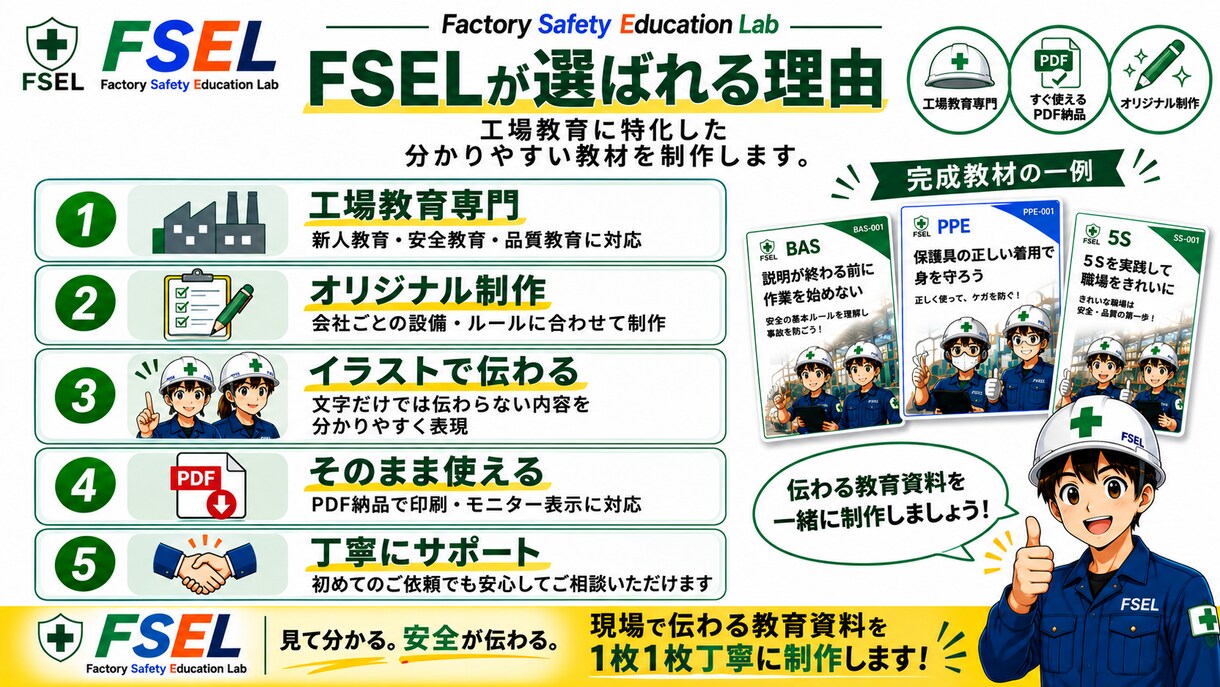 工場安全教育資料を制作します 現場で伝わるイラスト教材を制作します イメージ6