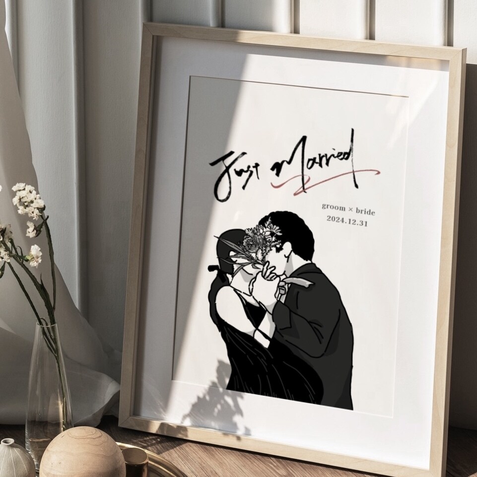 おしゃれ可愛い◎韓国風イラストお描きします 大切な写真を元に作成！特別なウェディングアイテムに。 イメージ3