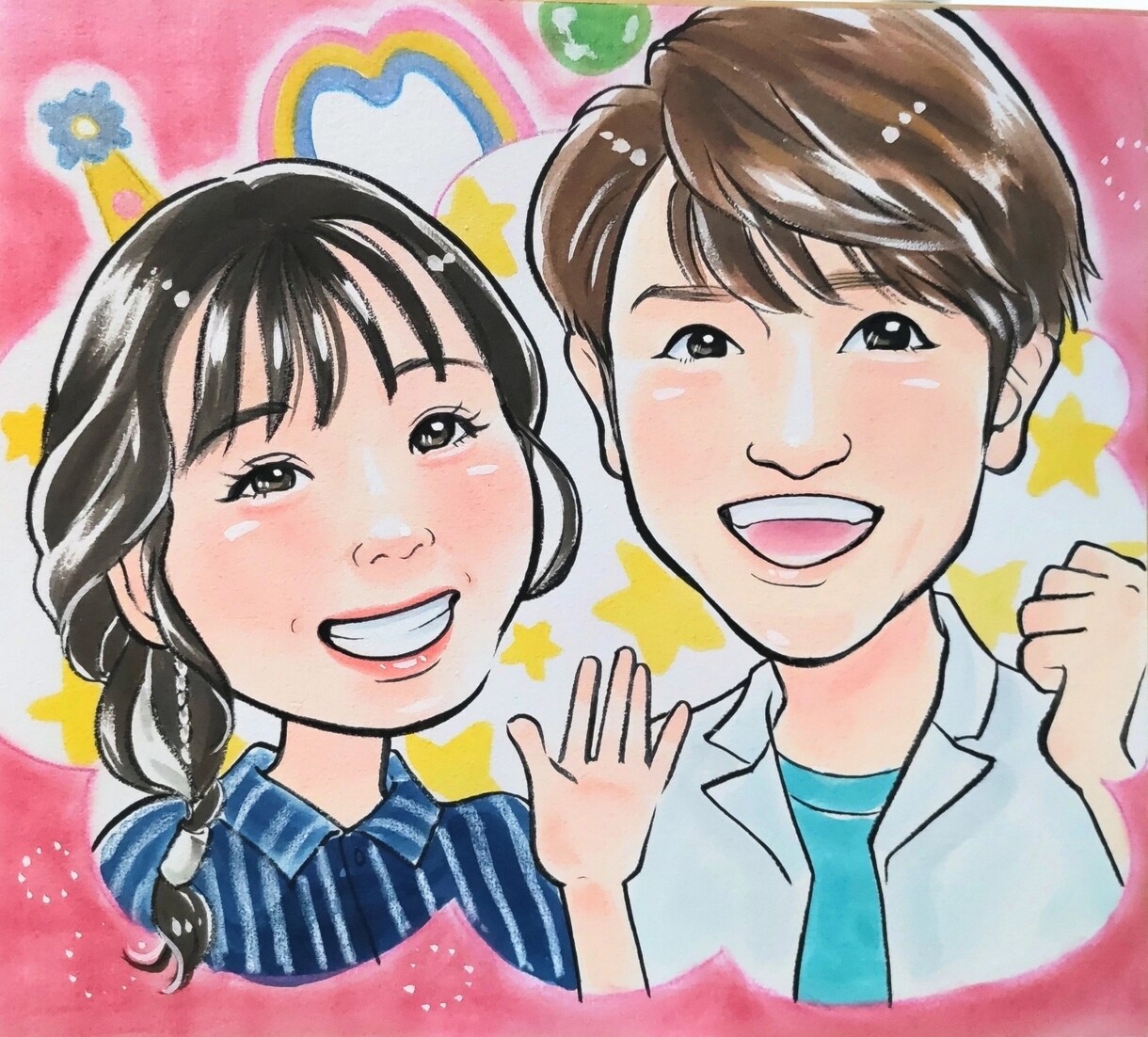 華やか♪上品な誰にでも喜ばれる似顔絵作成します 【元漫画家】が描く似ていて表情豊か嫌味のない作画 イメージ6