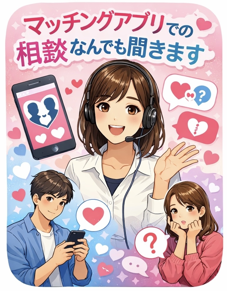 マッチングアプリでの相談なんでも聞きます マッチングで出会い、昨年結婚した私がなんでも話聞きます！ イメージ1
