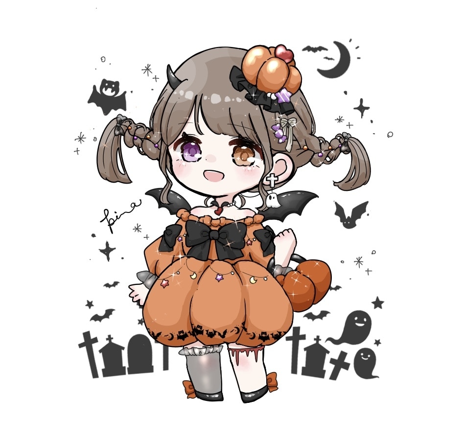 ハロウィンミニキャライラストお描きします オプションで髪型変更してより理想のお姿にカスタムもできます！ イメージ2