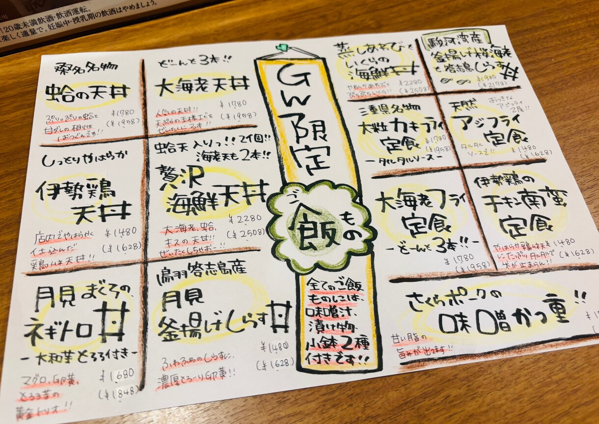 個人飲食店様必見！手書きメニュー作成代行します 筆ペンとクーピーを使用して目を引くメニュー表作成が得意です！ イメージ7