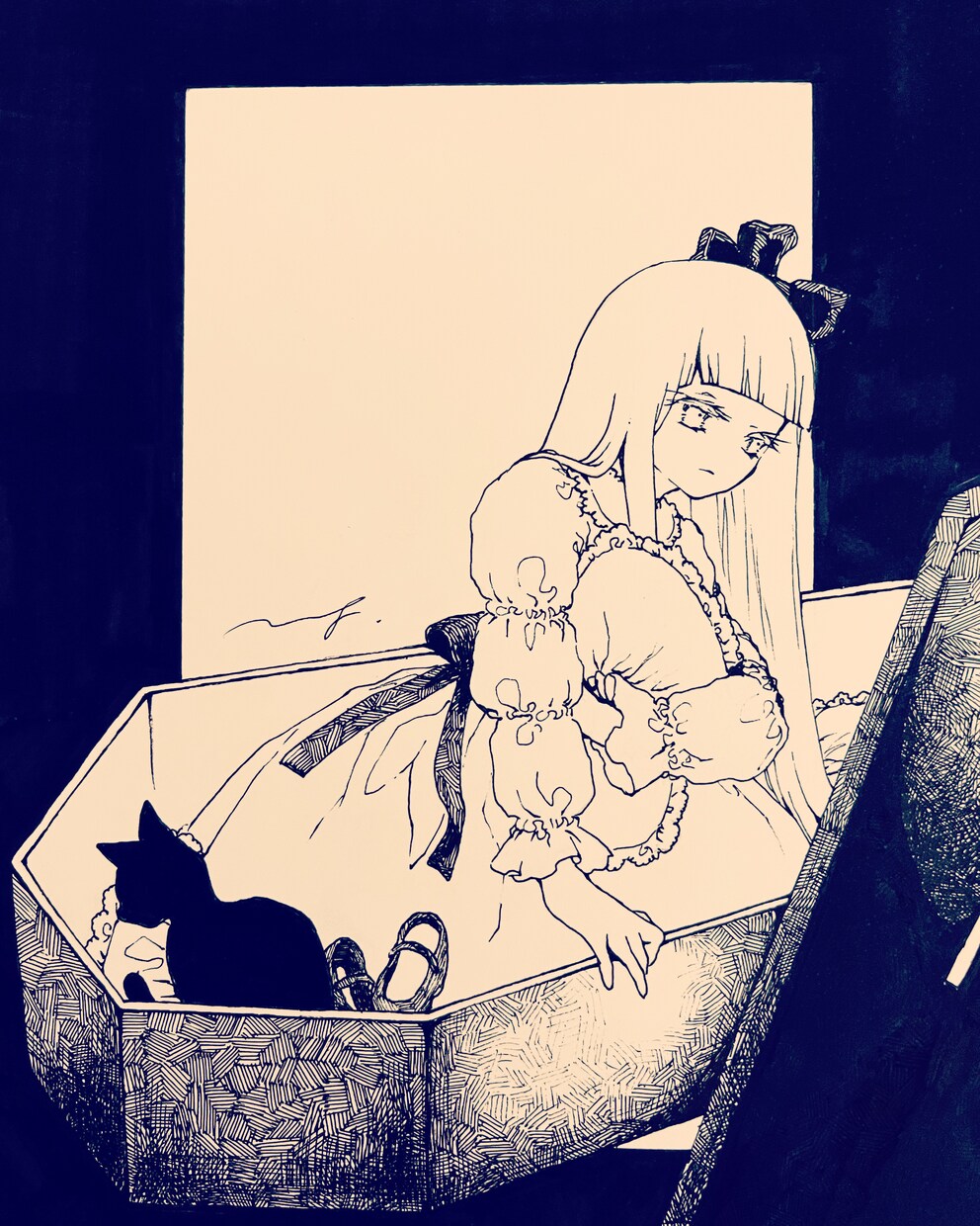 モノクロで創作ロリィタファッションの少女を描きます どこか陰鬱だけど、かわいい世界を。 イメージ8
