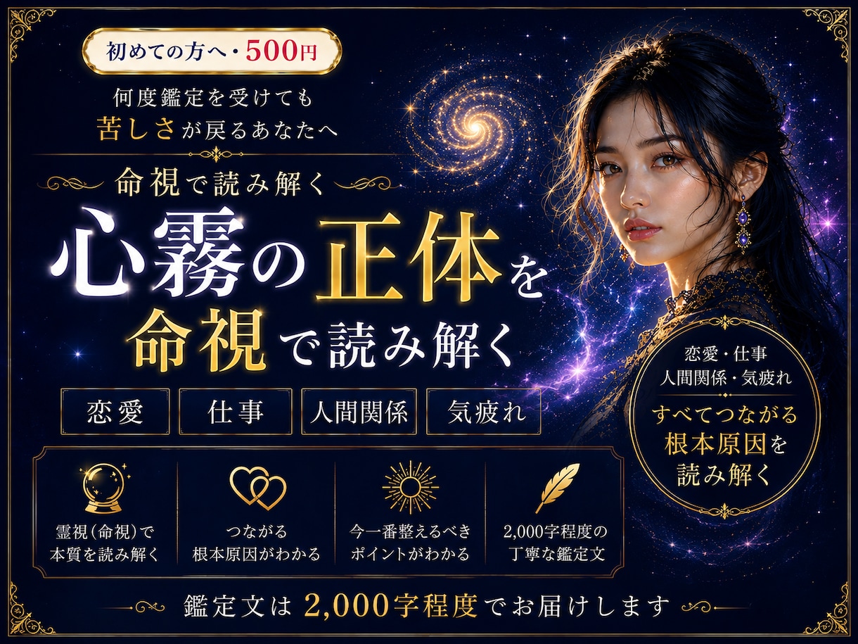 恋愛・仕事・人間関係の消耗の原因を霊視します 繰り返す苦しさの根を読み解き、心が軽くなる一歩を イメージ1