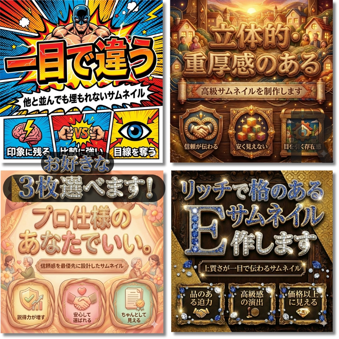 立体的・重厚感のある高級サムネイルを制作します リッチビジュアルで一瞬で価値が伝わるサムネイルに仕上げます。 イメージ1