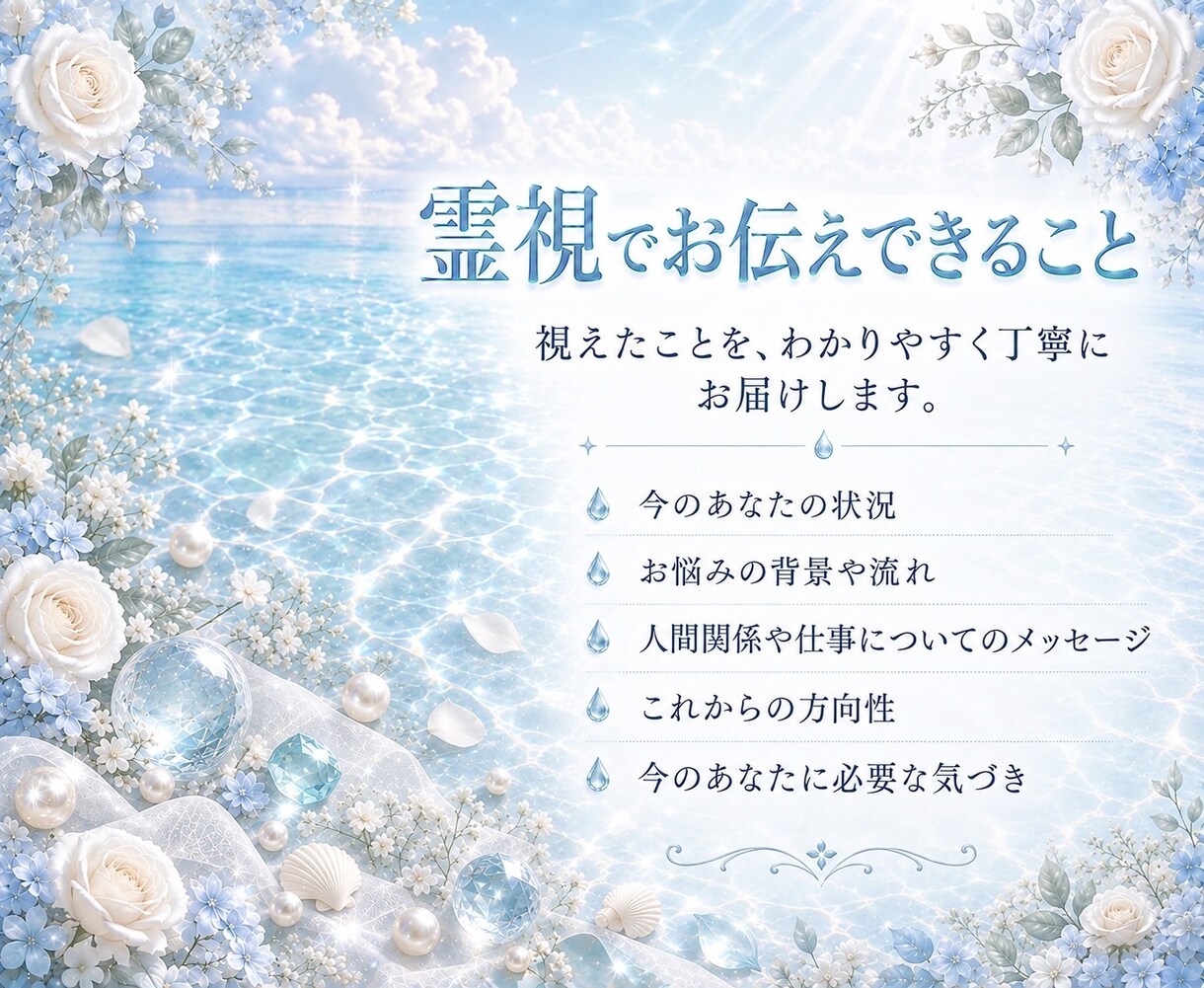 霊視であなたの心に寄り添い丁寧に鑑定いたします 生年月日不要 お悩みや迷いに必要なメッセージをお伝えします イメージ3