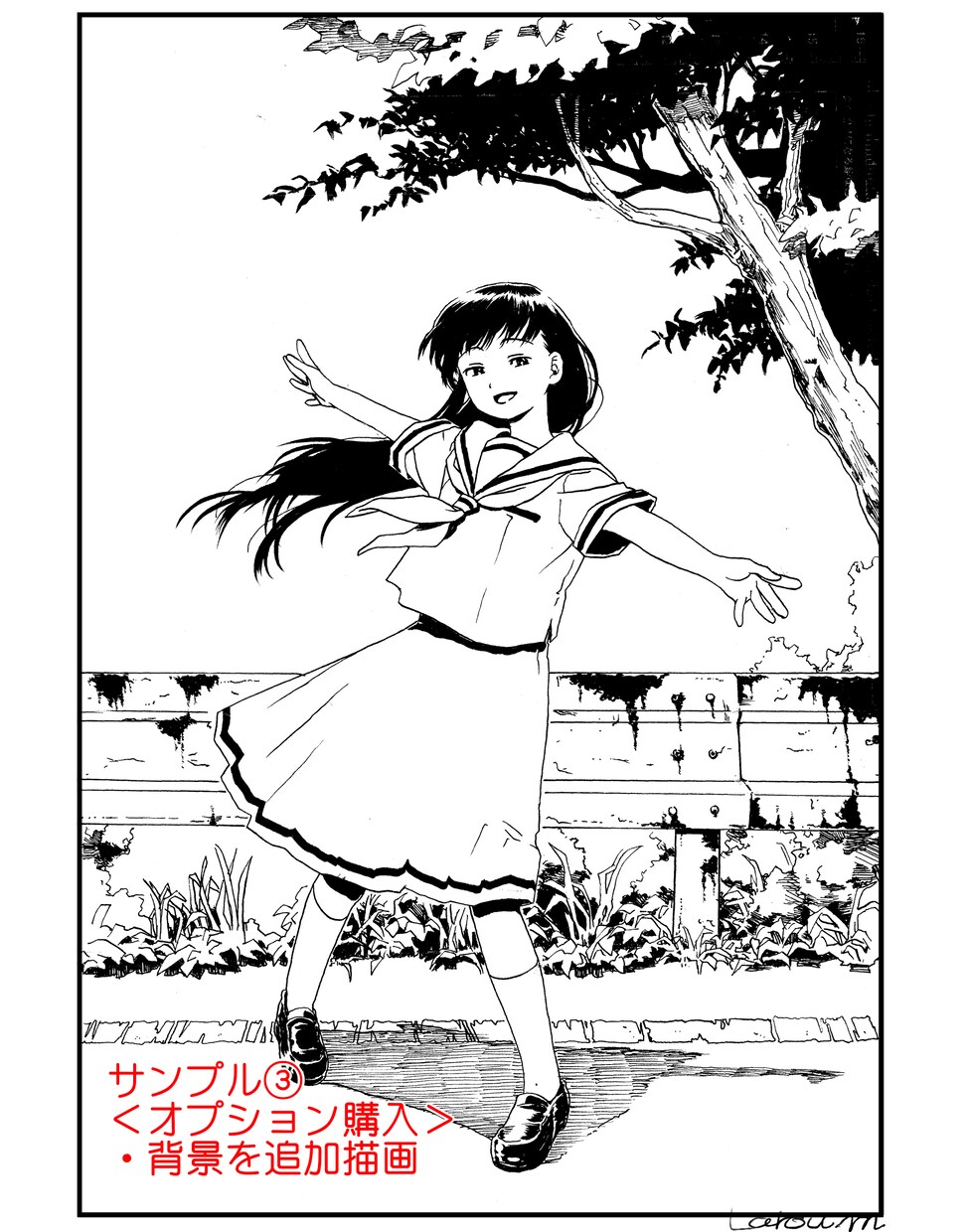 最短3日で納品！手書き白黒イラストを製作します 【萌え系、美少女、創作】オプションで原画の郵送可能です。 イメージ7