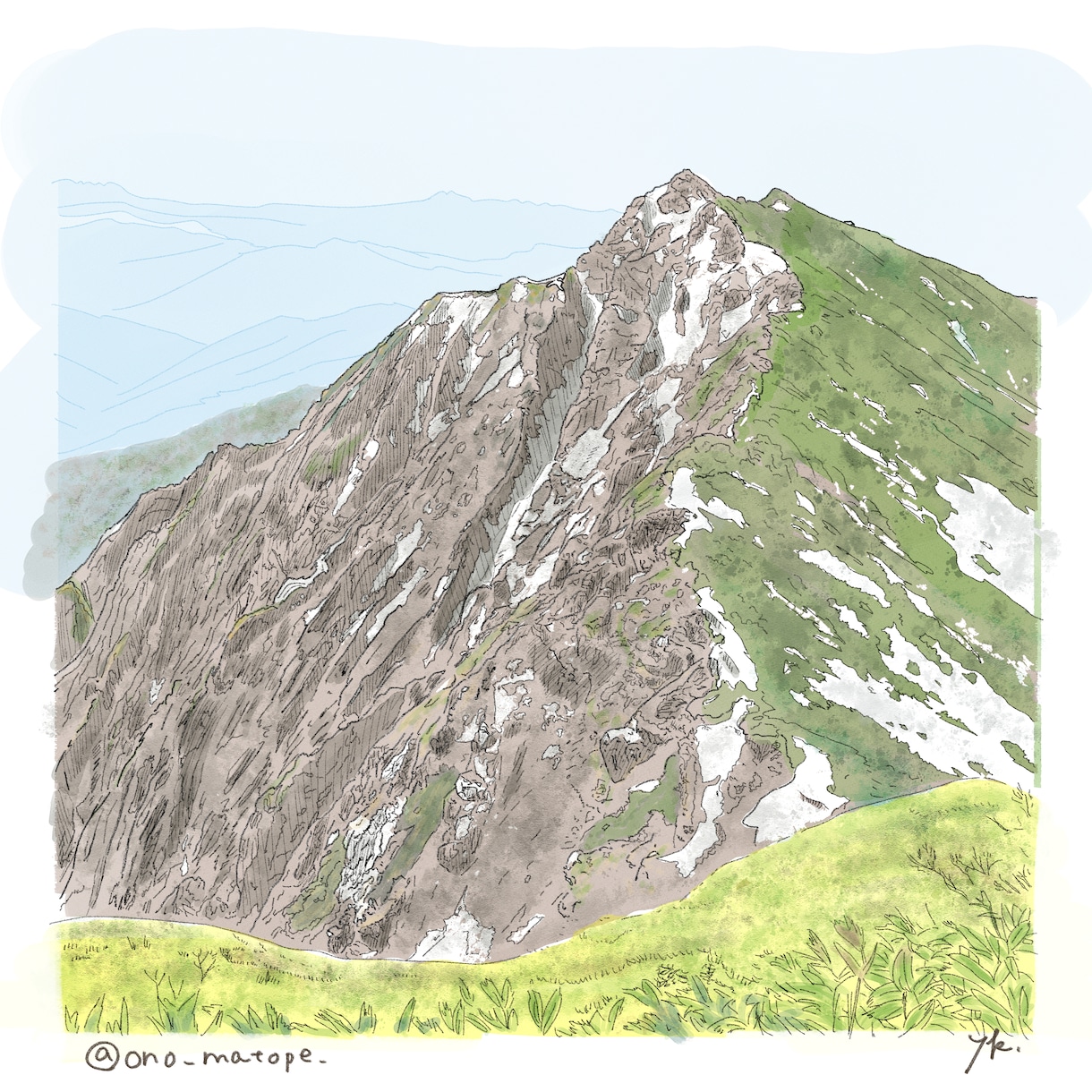 登山好きな方必見！お気に入りの山の風景描きます 手書きタッチであなたのお気に入りの山の風景を模写します。 イメージ2
