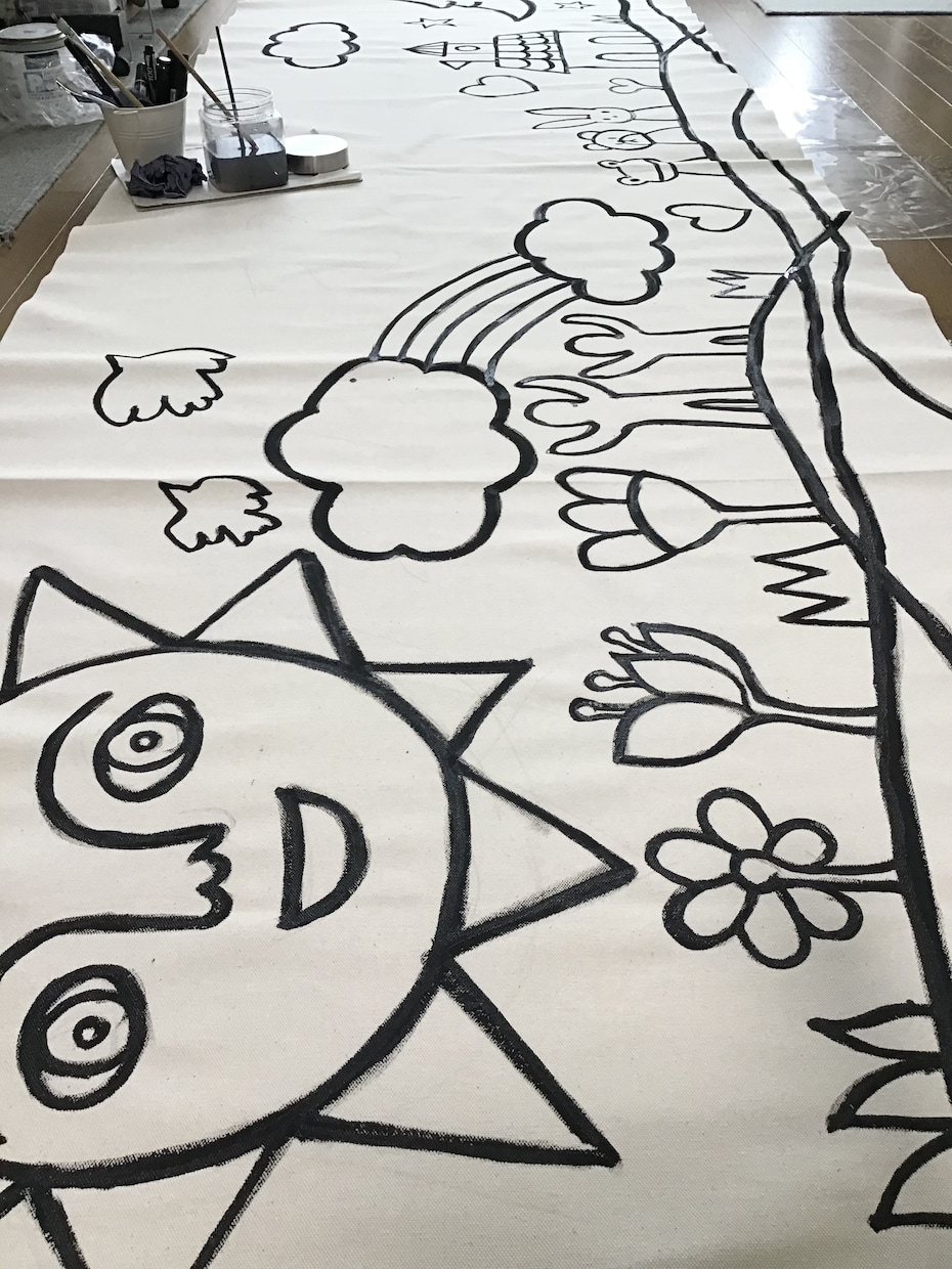 イベントのための大きな塗り絵を制作します 紙・布・壁の大きい塗り絵に色を塗って、みんなでアートしよう！ イメージ4