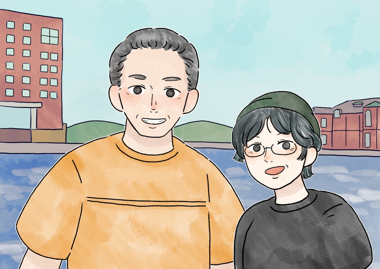 爽やかであたたかな似顔絵を描きます 水彩風、シンプルでお洒落なイラスト イメージ3