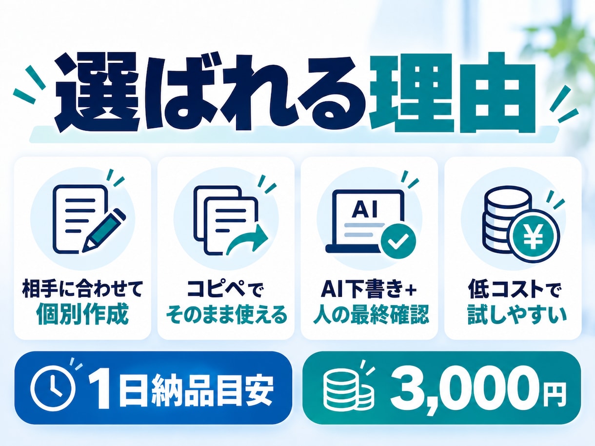 法人営業メール3案を1日で作ります 短文・標準・やわらかめの3案＋件名3案を納品 イメージ6