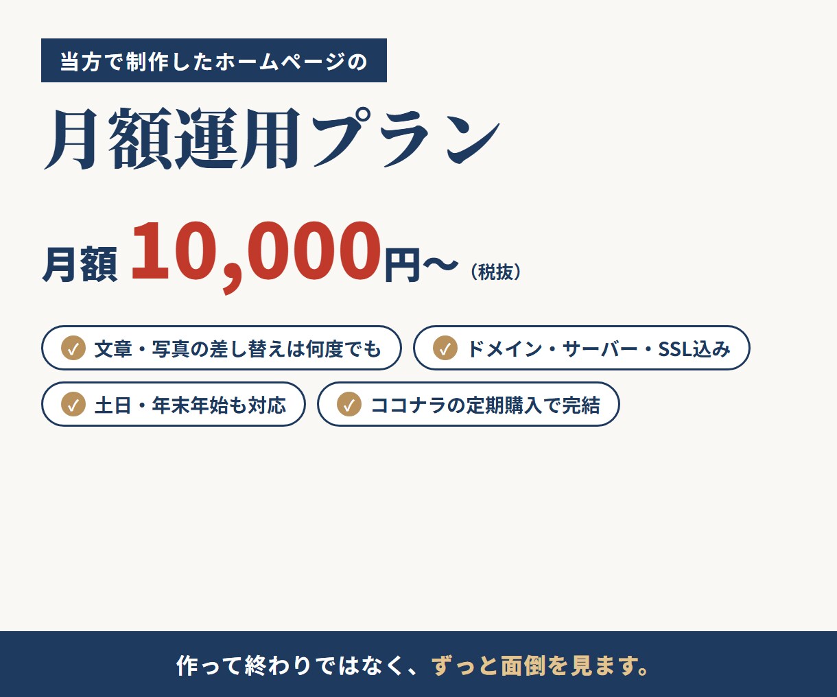 ホームページの月額運用・修正を承ります 修正は何度でも。ドメイン・サーバー込みの月額プラン イメージ1