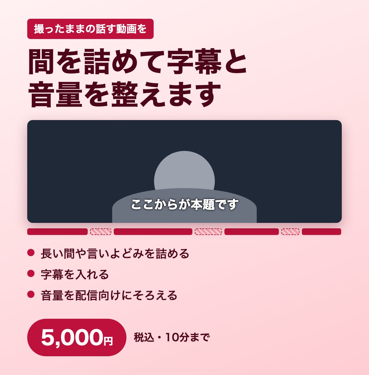 話す動画の無音をカットして整えます 無音カット・字幕・音量調整を10分まで5,000円で イメージ1
