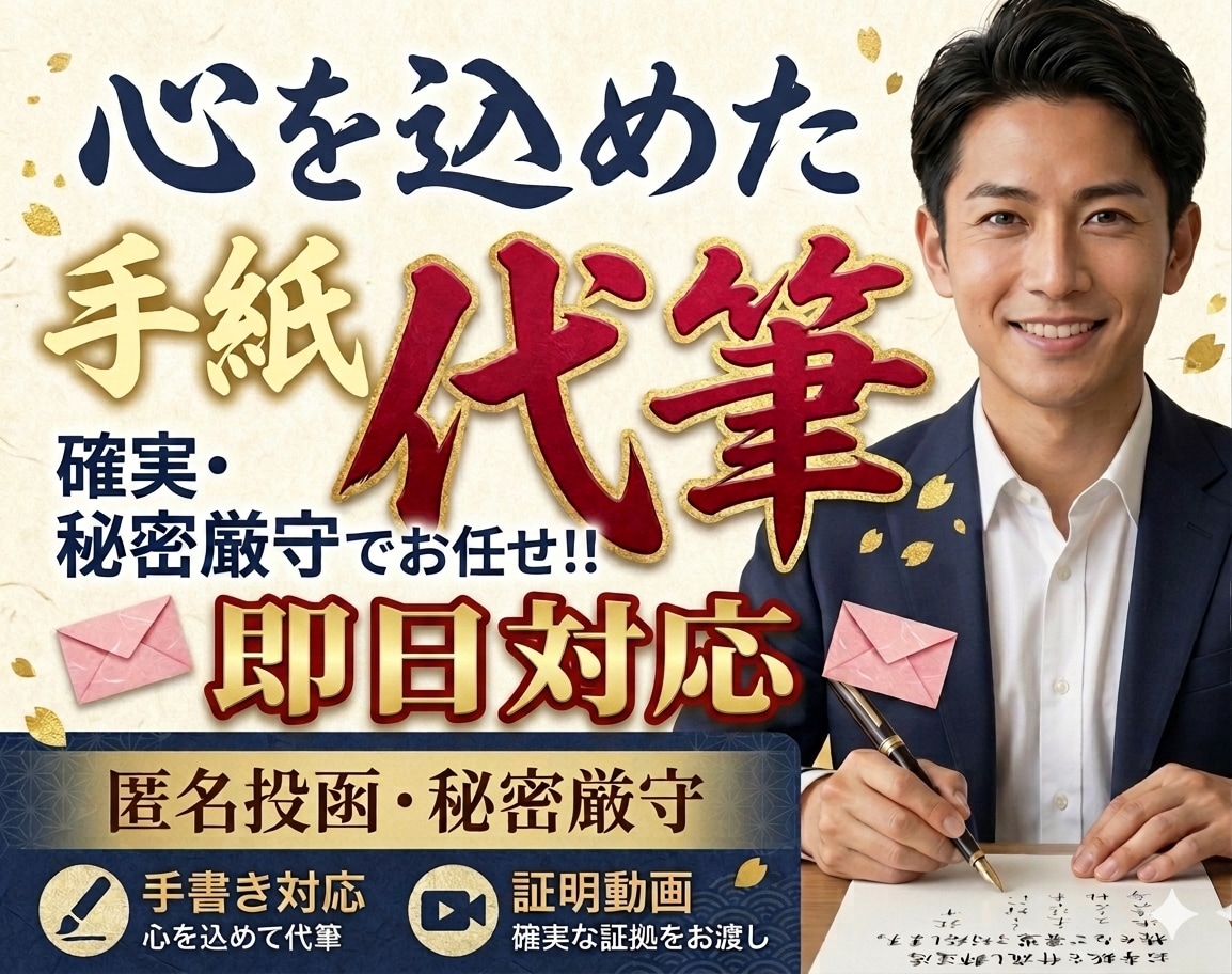 匿名・秘密厳守で手紙の印刷／代筆＆郵送代行します 【最短当日発送】ご近所トラブル・各種通報など対応いたします イメージ1
