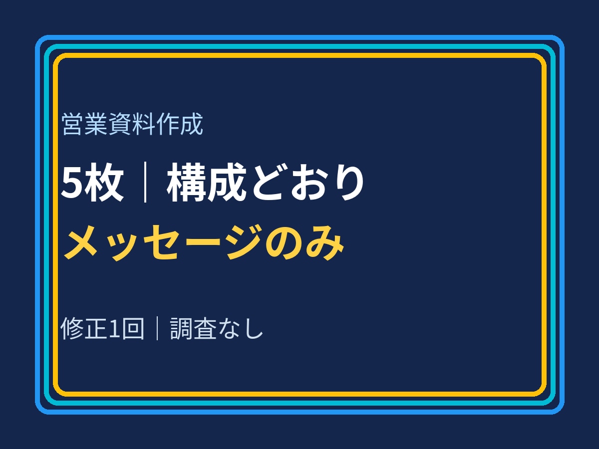営業資料を5枚作成します 構成どおりに5枚・修正1回で作成 イメージ1