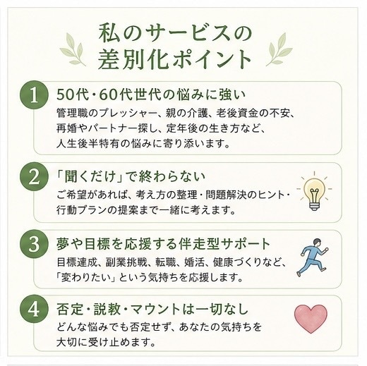 悩み相談・愚痴聞き、じっくり寄り添い解決いたします 「話すだけで、心は少し軽くなる。」 イメージ3