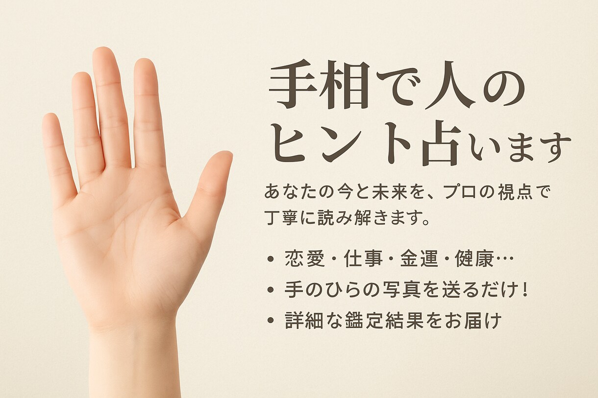 サクッと手相相談＆鑑定します お試しで手相占いをやってみたい方は是非！ イメージ1
