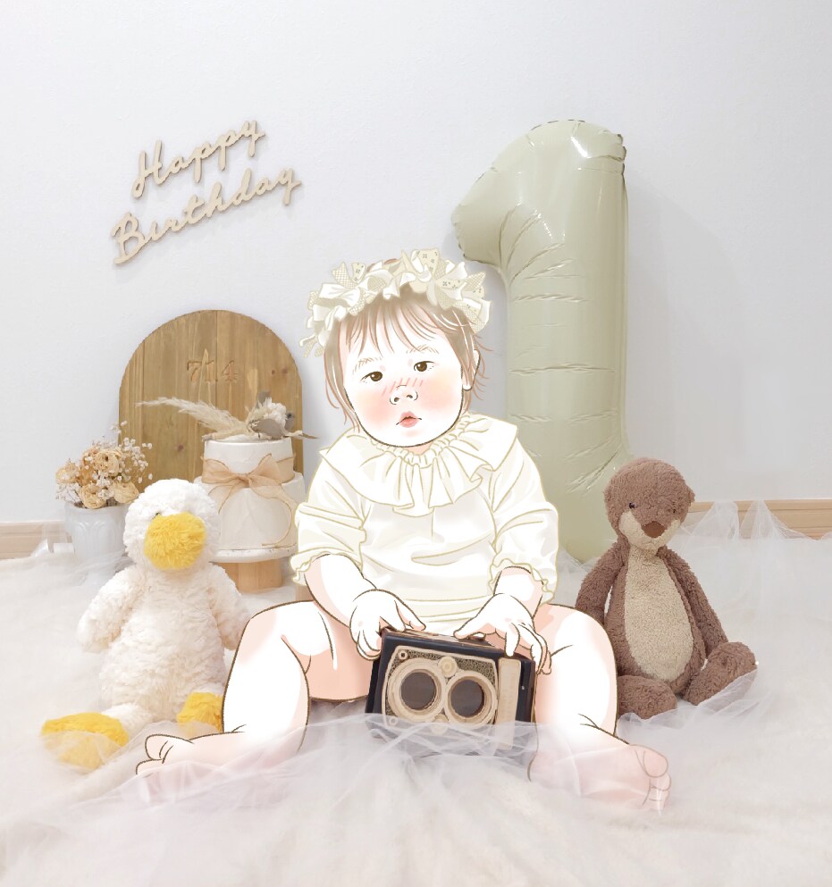 似顔絵×写真のお洒落なふんわりイラストお描きします 背景は写真のまま！思い出のお写真をさらに素敵に可愛くします♡ イメージ2