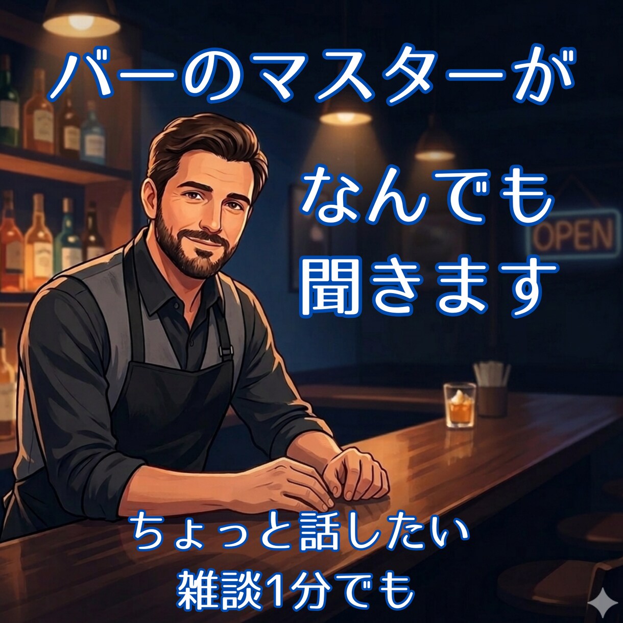 バーで一休み。マスターがあなたの「雑談」承ります 1分からOK誰かと少しだけ話したいあなたの声をききます イメージ1