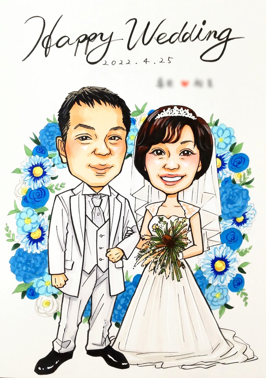 結婚式のウェルカムボードを手描きで制作します ★下書き確認あり！結婚祝いのプレゼント、結婚記念にぜひ♡ イメージ1