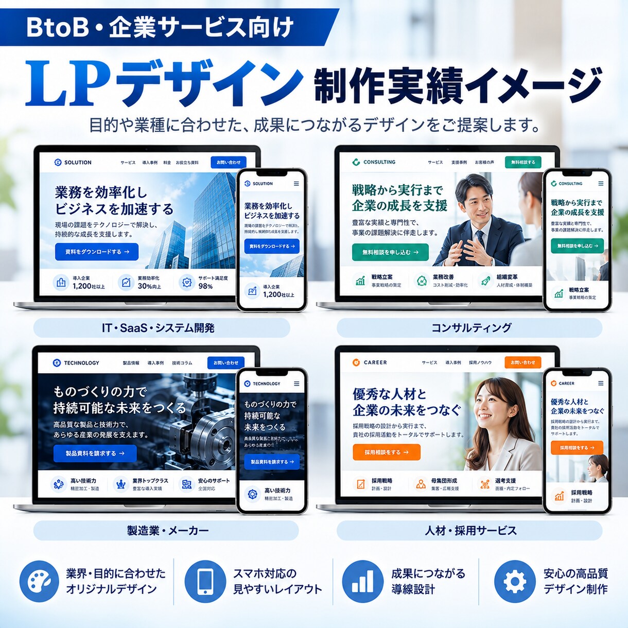 法人向けサービスの集客LPを制作します マーケティング歴10年問い合わせ・資料請求を意識したLP設計 イメージ4