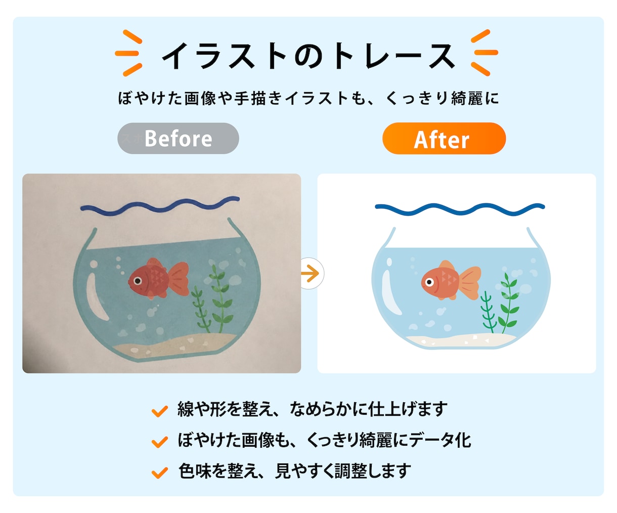 ロゴ・イラストを丁寧にAiデータ化します 線や形を整え、くっきり綺麗に仕上げます イメージ3