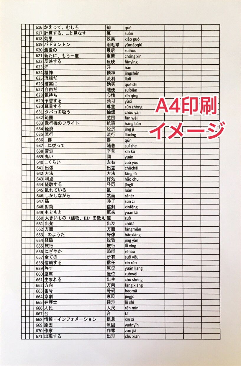 HSK4級 excel単語集提供します 【ありそうでなかった！】HSK4級 excel版単語集！ イメージ3