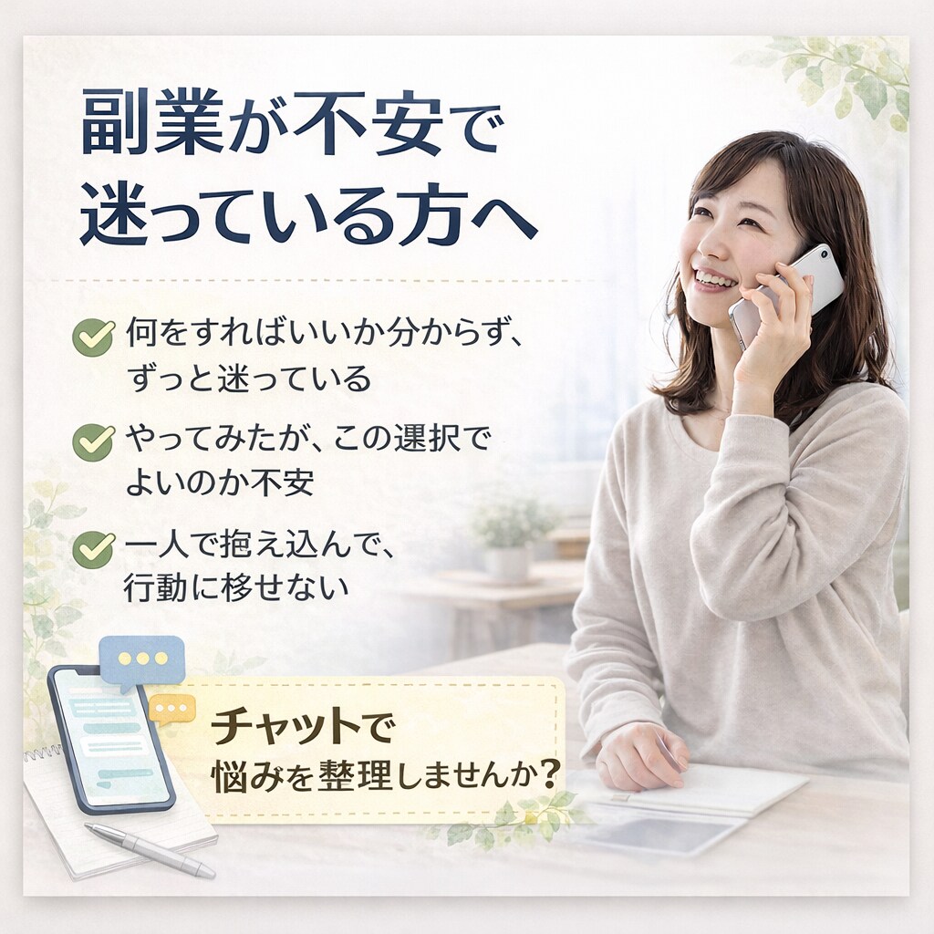 副業の悩みを1週間チャットで解消します 考えが止まっている人のための伴走サポート イメージ1