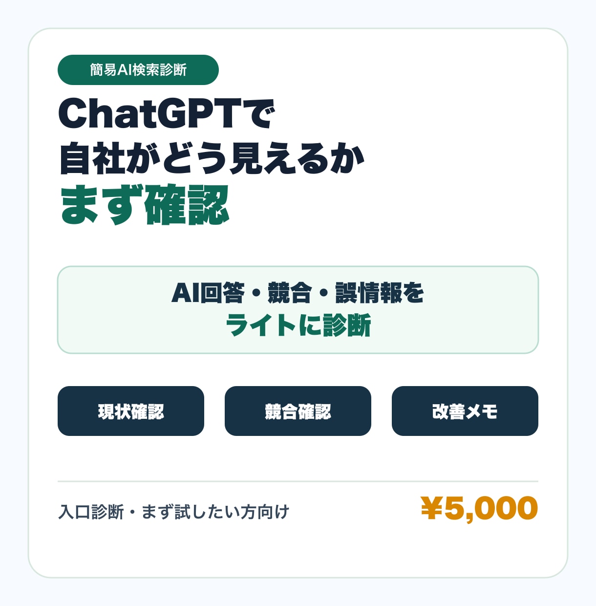 ChatGPTで自社の見え方を簡易診断します AI検索での表示状況をまず確認 イメージ1