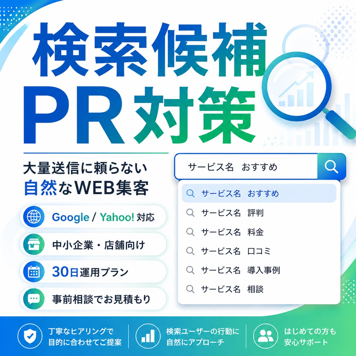 サジェスト検索PR対策を行います 大量送信に頼らない自然なWEB集客 イメージ1