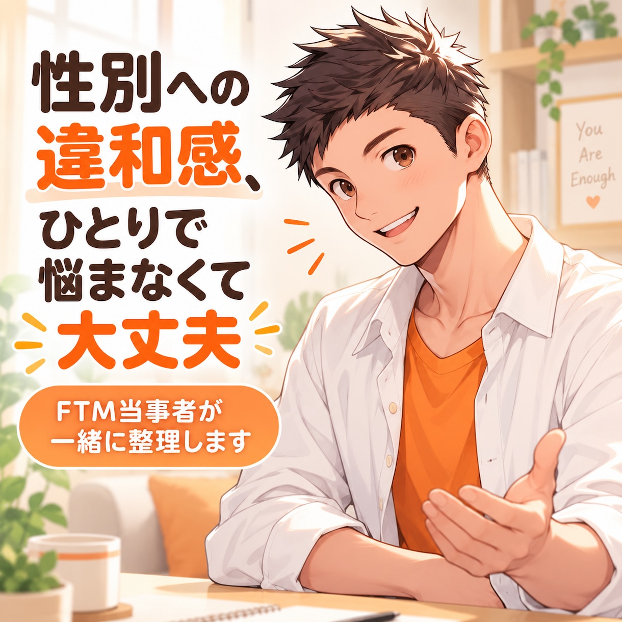 性別への違和感をFTM当事者が一緒に整理します 答えが出ていなくても大丈夫。まずは本音を話せる60分 イメージ1