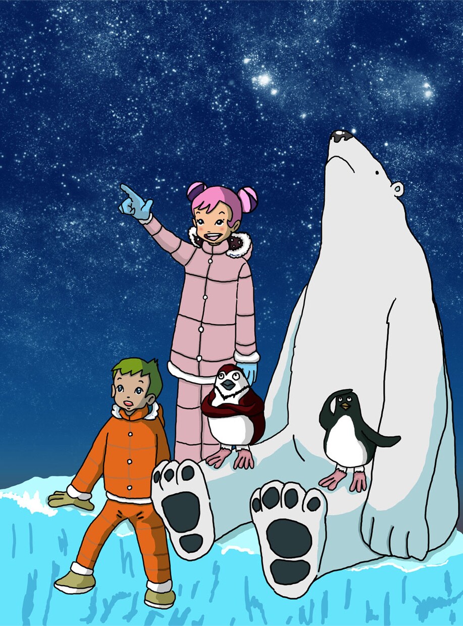 星空を見上げる仲間を描いてます 夜空を描くこと力を入れました。 イメージ1