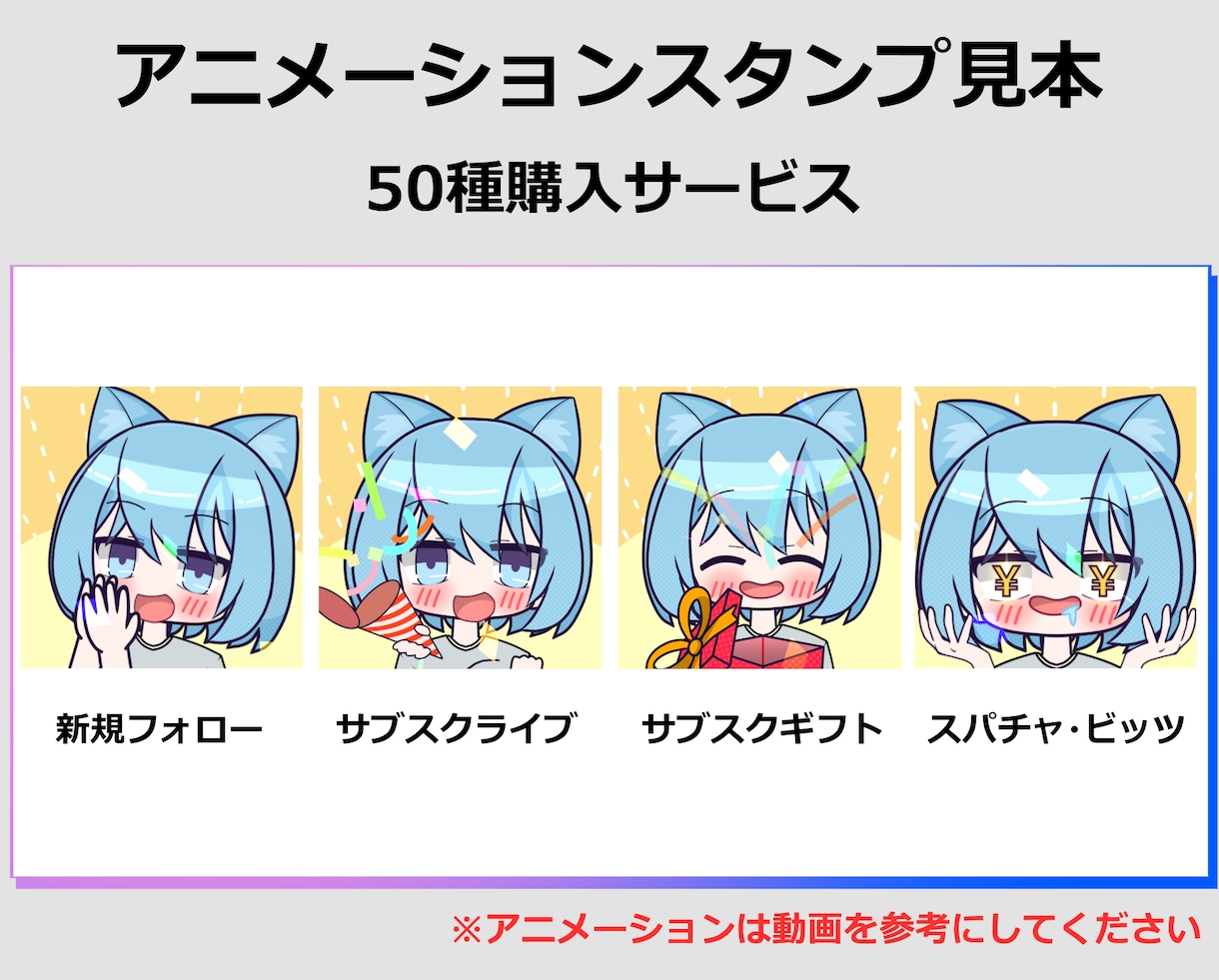 1個500円～！アニメーションスタンプを作ります 10種から納品！YouTube・Twitchなどに！！ イメージ8
