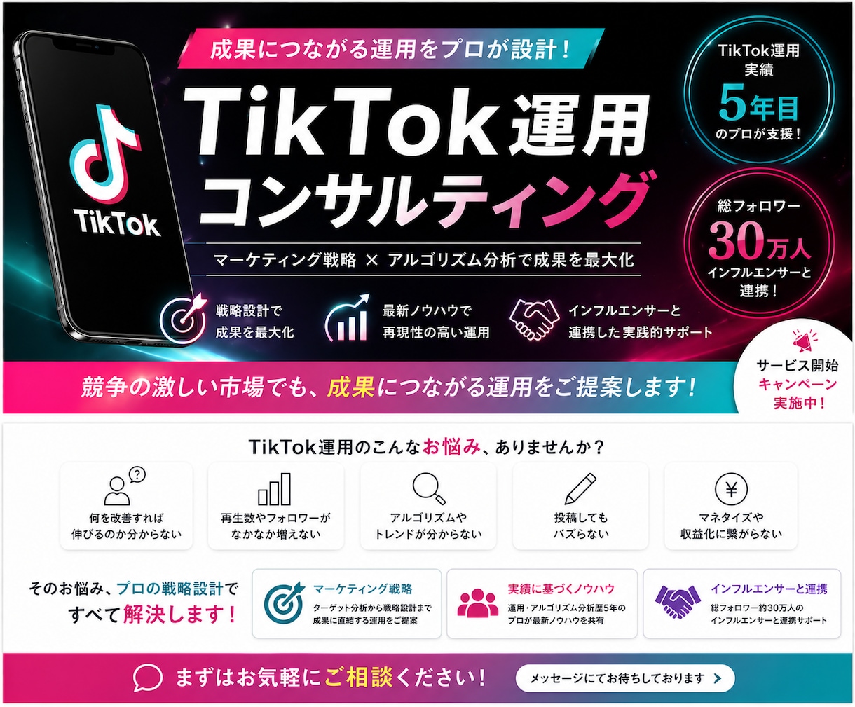 SNSのプロがTikTokをコンサルします 総フォロワー30万人インフルエンサーとプロマーケターのタッグ イメージ1