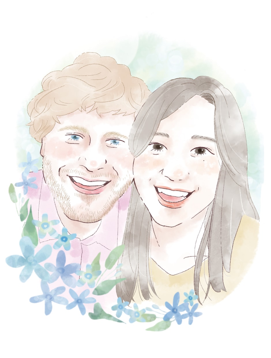 カップルのふんわりやさしい水彩の似顔絵を描きます 結婚式や記念のメッセージカードにどうぞ！ イメージ2
