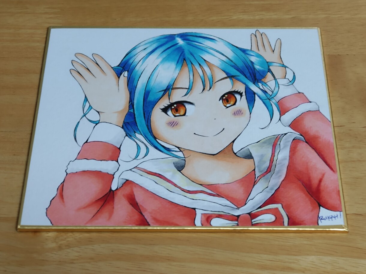 オリジナル手描きイラストを販売します 色紙（136mm×121mm）にコピックで描きました。 イメージ2