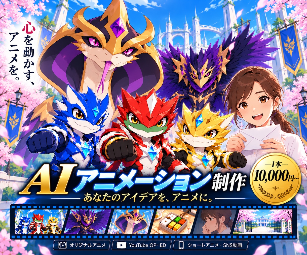 AIでオリジナルアニメーションを制作します あなたのアイデア、心を動かすAIアニメーションに イメージ1