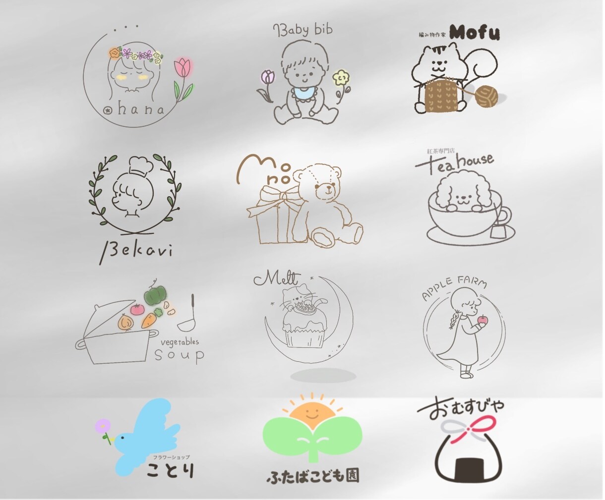 シンプルで可愛いナチュラルな手描きロゴを作成します サロン/ハンドメイド作家/カフェなどご縁をつなぐお店作りを イメージ9