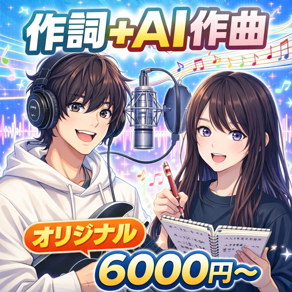 あなただけのオリジナル曲　作詞+AI作曲します 感情から生まれる世界に一つだけの歌を制作します イメージ1