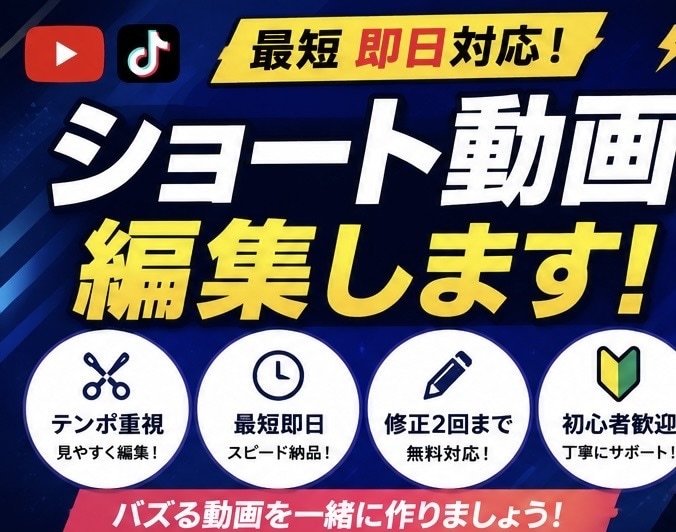 Shorts・TikTok動画編集します スキルはフルテロップとテンポのいいカットを得意としています イメージ1