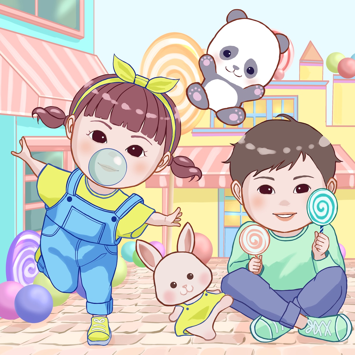 可愛い子どもイラスト人物動物のイラスト描きます 挿し絵、子供向けグッズ★商用利用可 イメージ1