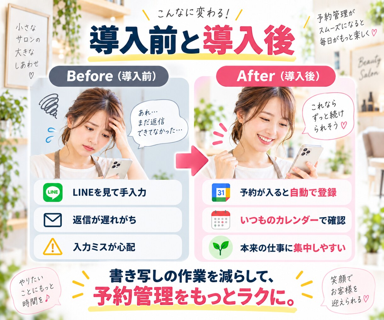 LINE予約をいつものカレンダーへ自動登録します iphoneのカレンダーやgoogleカレンダーで管理 イメージ3