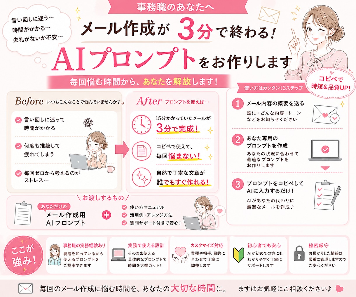 メール作成が3分で終わります メール作成に毎回悩んでいませんか？ イメージ1