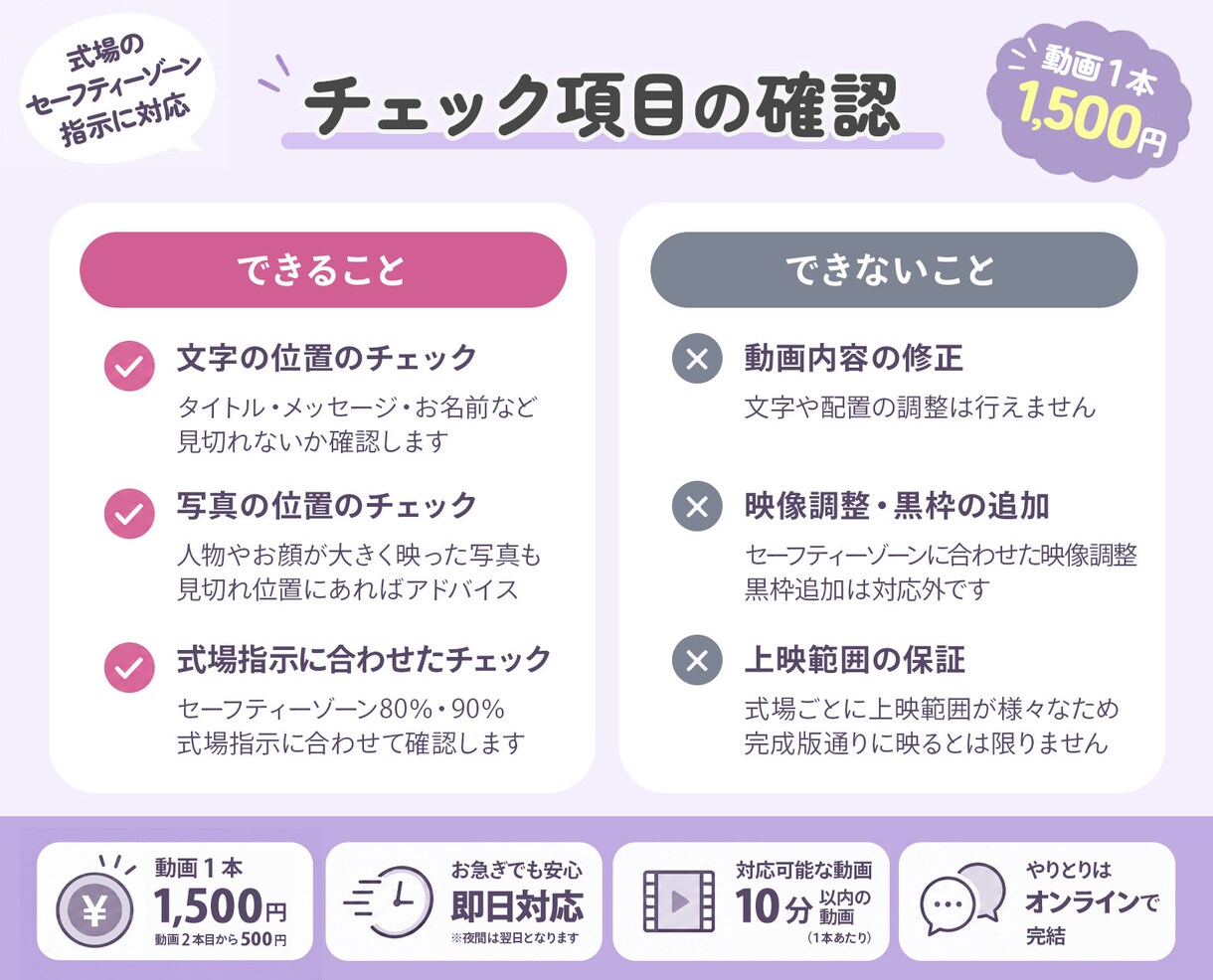 結婚式ムービーのセーフティーゾーン確認します 文字や写真の見切れを即日チェック！動画2本目＋500円～ イメージ5