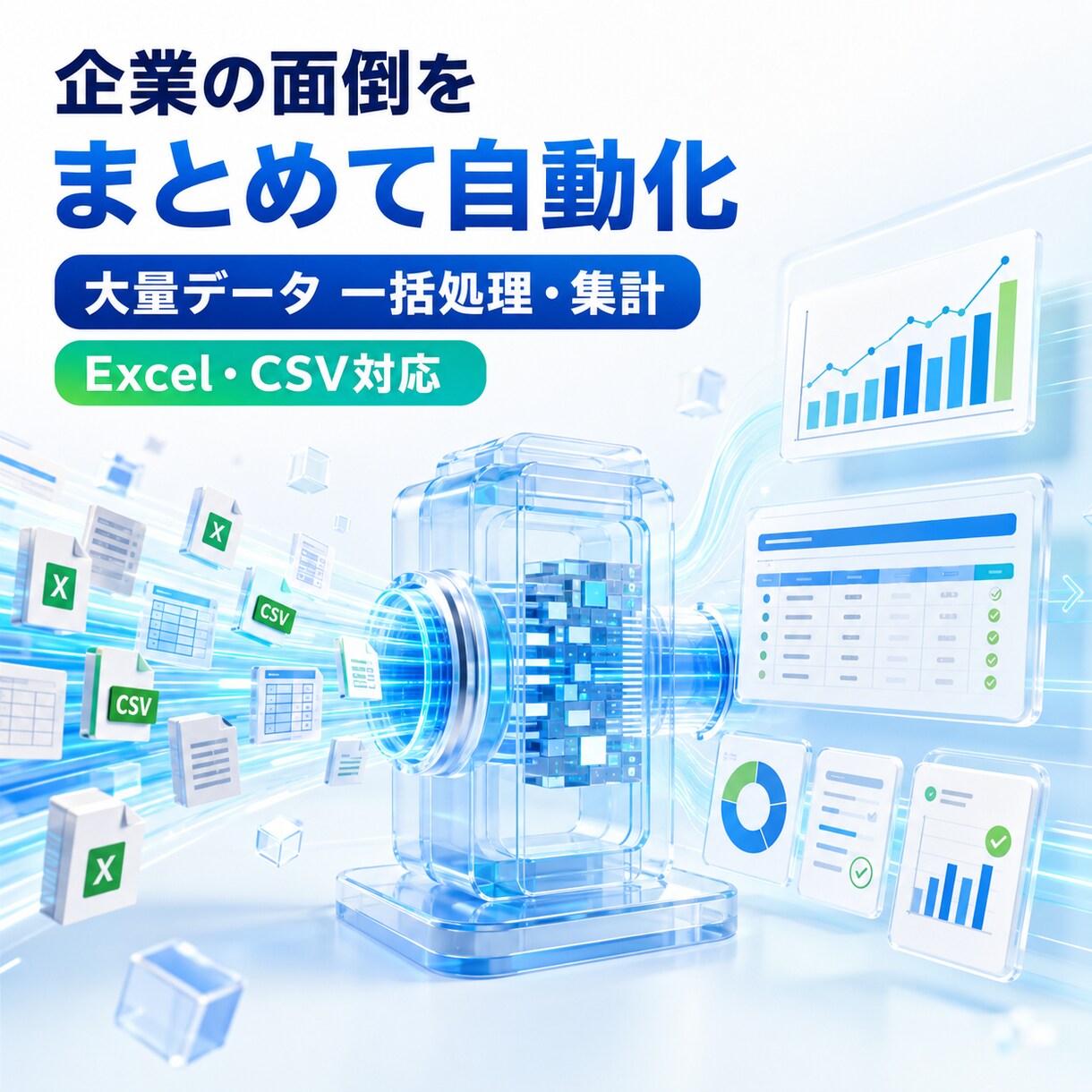 大量データの一括処理・集計を自動化します Excel・CSVの面倒な作業をまとめて短縮 イメージ1