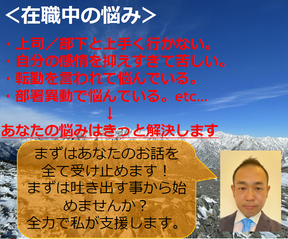 お仕事についての悩み等、ご相談を何度でも受けます 人材業界、商社での人事管理職経験を活かしてご相談に乗ります！ イメージ2