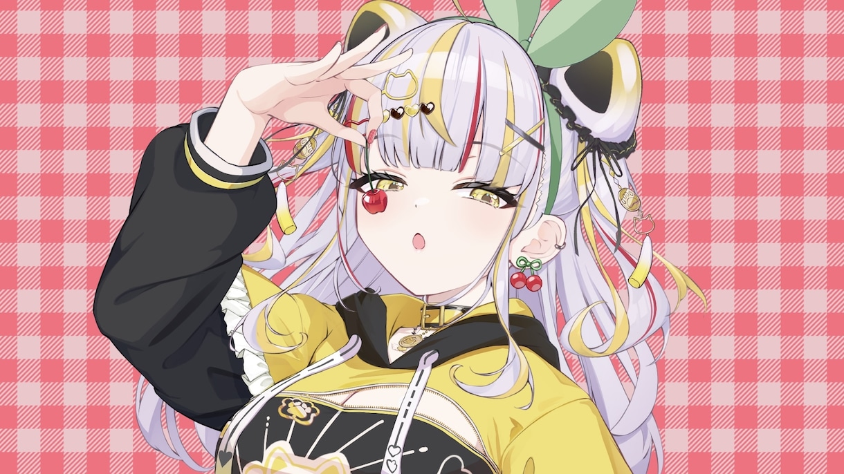 イラスト　ポップ画　アニメ風　オリジナル　自作画 チェリーポップ風歌ってみたイラスト描きます Deco*27様のチェリー