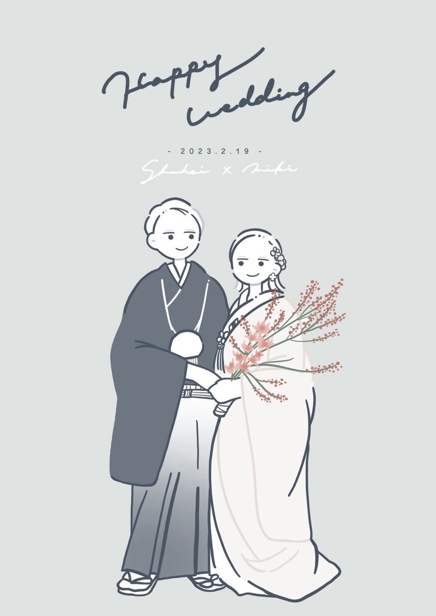 シンプルで可愛い結婚式ウェルカムボード作成します 即対応◎2つの絵柄から選べる線画×淡色イラスト イメージ2